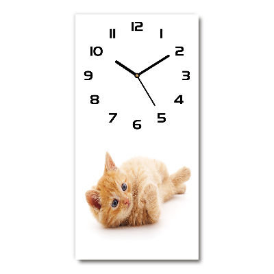 Horloge verticale en verre Petit chat roux