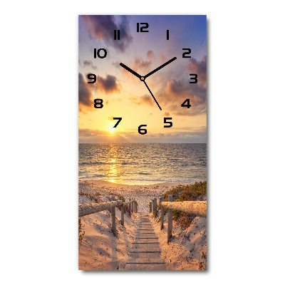 Horloge verticale en verre Le chemin de la plage
