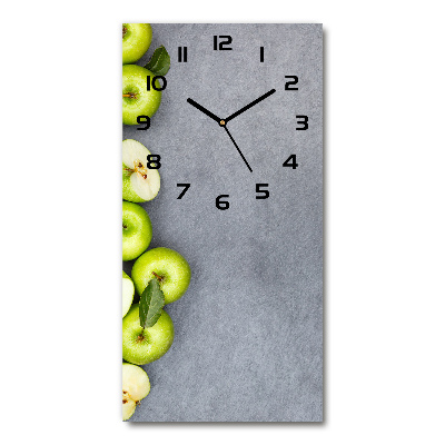Horloge rectangulaire verticale Pommes vertes