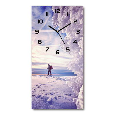 Horloge murale en verre rectangulaire Skieur