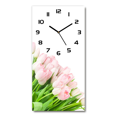 Horloge murale en verre rectangulaire Tulipes roses