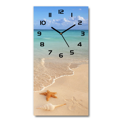 Horloge verticale en verre Étoile de mer sur la plage
