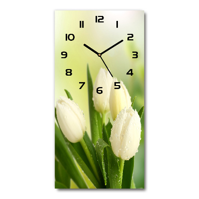 Horloge rectangulaire verticale Tulipes blanches