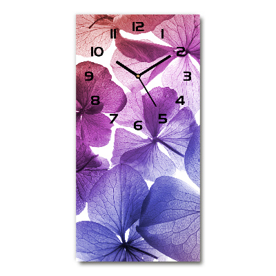 Horloge verticale en verre Fleurs violettes