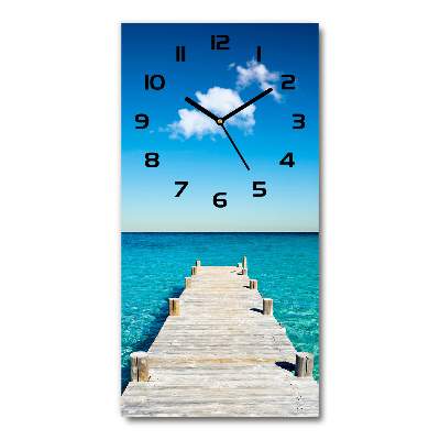Horloge rectangulaire verticale Jetée en bois océan