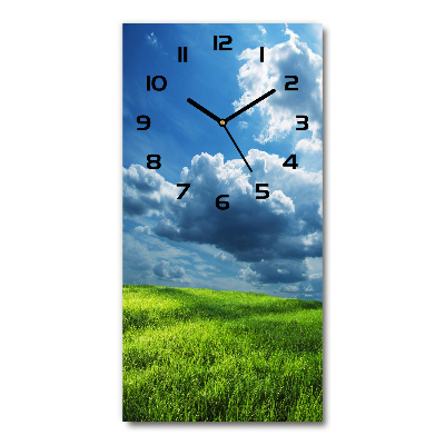 Horloge verticale en verre Nuages au-dessus du champ