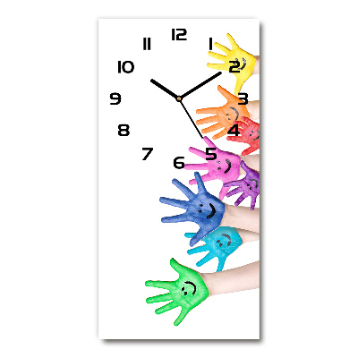 Horloge verticale en verre Mains peintes