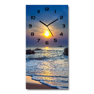 Horloge rectangulaire verticale Plage au coucher du soleil
