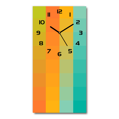 Horloge verticale en verre Carrés colorés