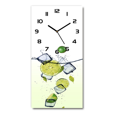 Horloge murale en verre rectangulaire Citron vert et glace