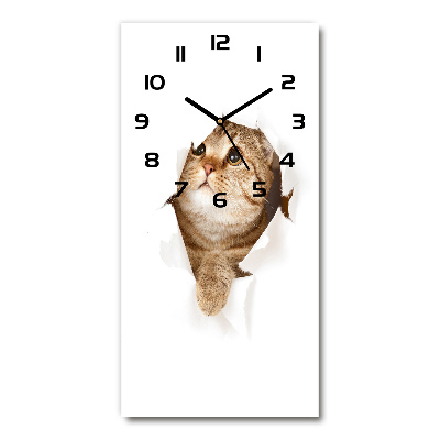 Horloge murale en verre rectangulaire Chat