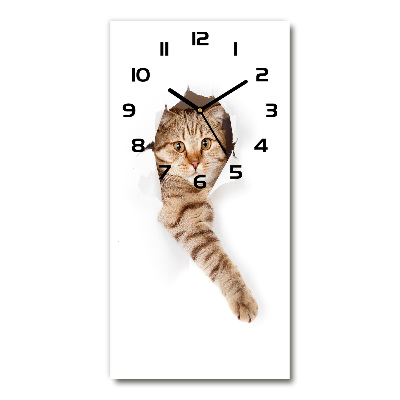 Horloge verticale en verre Chat