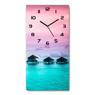 Horloge verticale en verre Bungalows sur l'eau