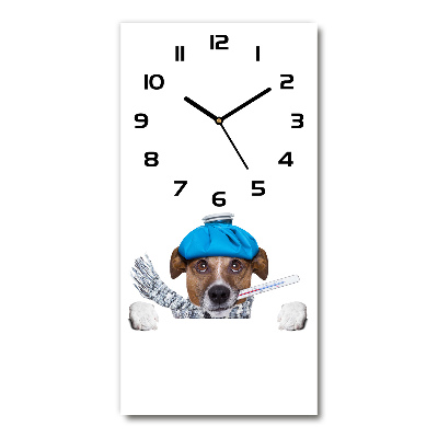 Horloge verticale en verre Chien malade
