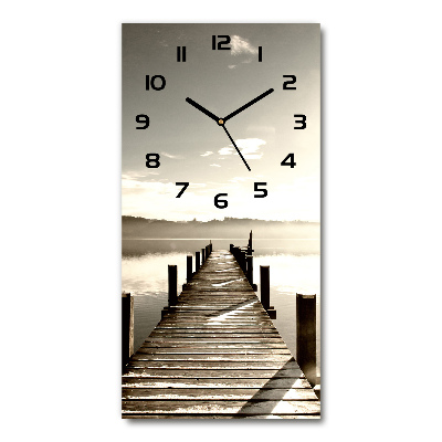 Horloge murale en verre rectangulaire Pilier en bois