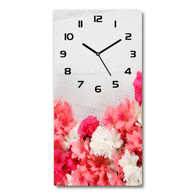 Horloge murale en verre rectangulaire Fleurs sur bois