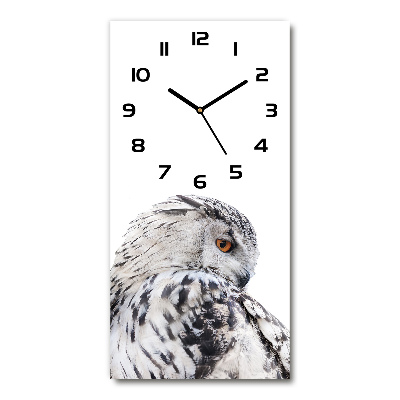 Horloge verticale en verre Chouette blanche