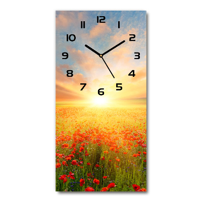 Horloge rectangulaire verticale Champ de coquelicots