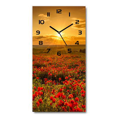 Horloge murale verticale Champ de coquelicots