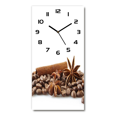 Horloge verticale en verre Grains de café aromatiques