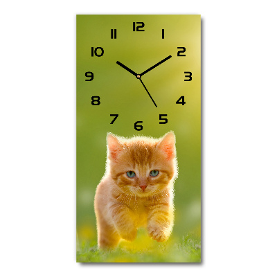 Horloge murale en verre rectangulaire Chat roux