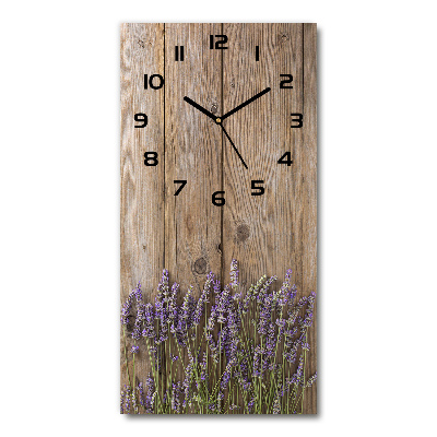Horloge murale en verre rectangulaire Lavande sur bois