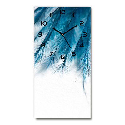 Horloge murale en verre rectangulaire Plumes bleues