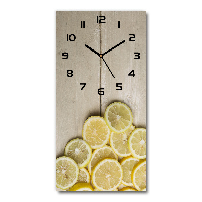 Horloge rectangulaire verticale Citrons sur bois