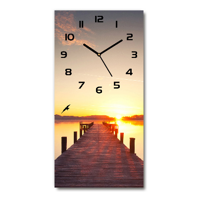 Horloge verticale en verre Jetée du coucher de soleil
