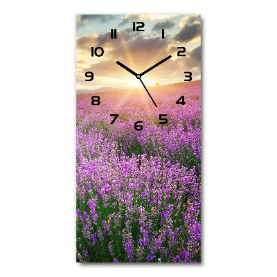 Horloge verticale en verre Champ de lavande