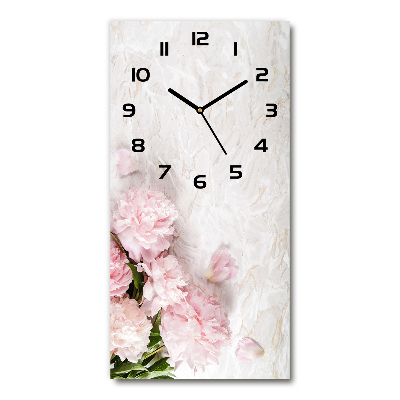 Horloge murale en verre rectangulaire Pivoines marbrées
