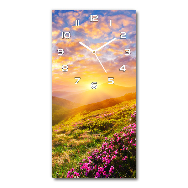 Horloge murale verticale Coucher de soleil en montagne