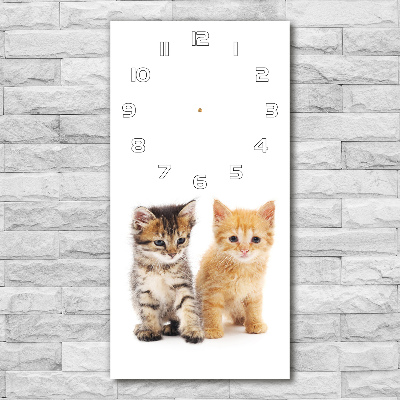 Horloge murale verticale Chat brun et rouge