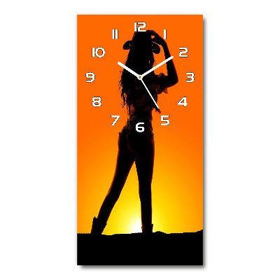 Horloge rectangulaire verticale Silhouette d'une cow-girl