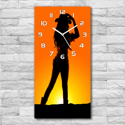 Horloge rectangulaire verticale Silhouette d'une cow-girl