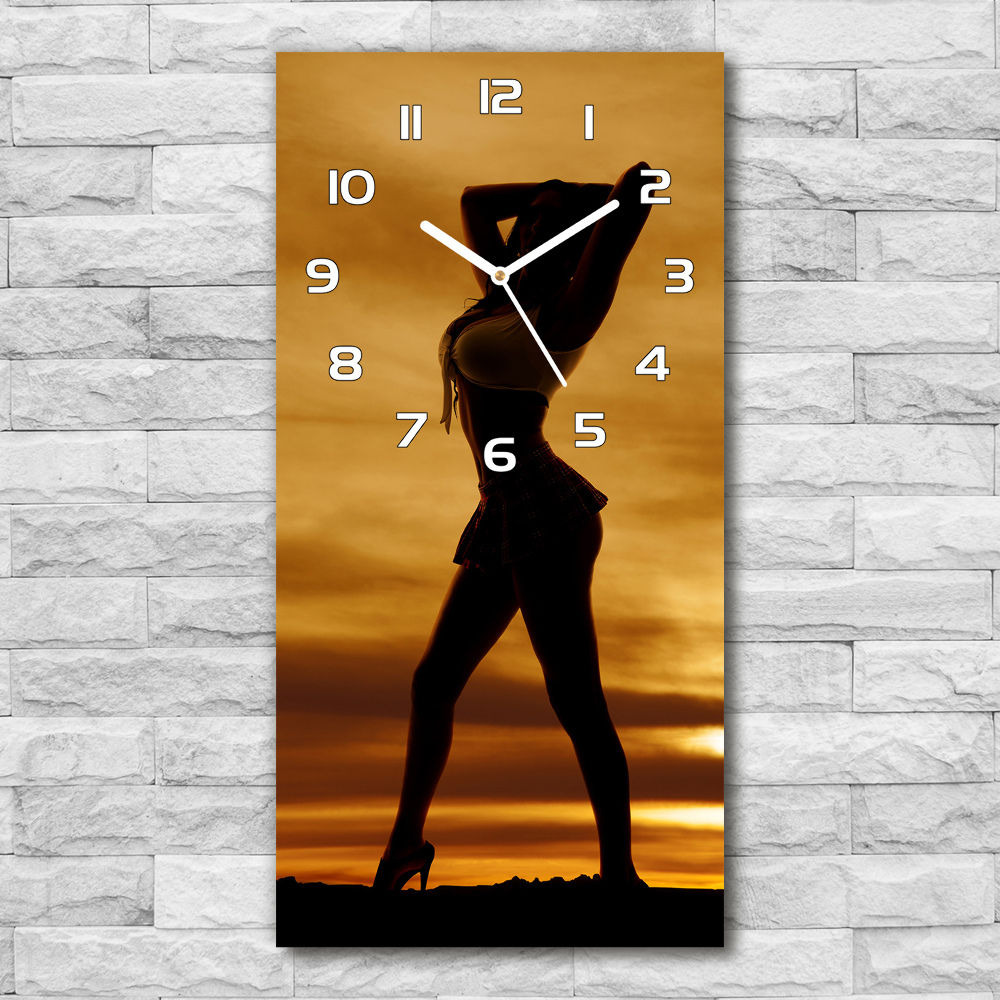 Horloge murale en verre rectangulaire Jupe courte