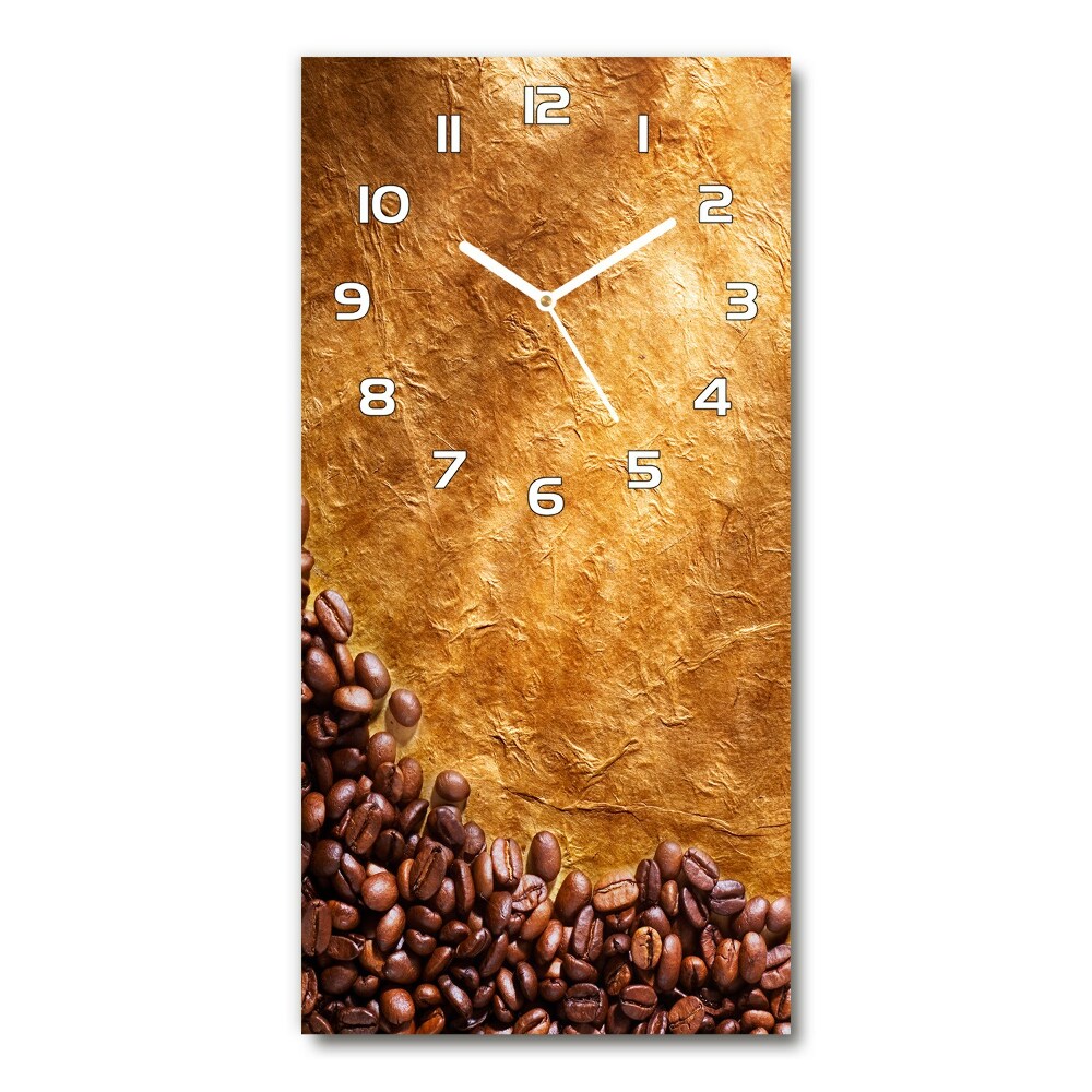 Horloge verticale en verre Grains de café