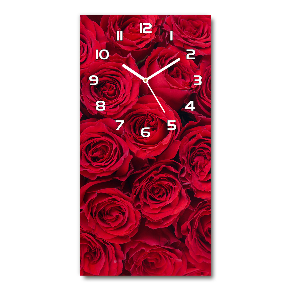 Horloge verticale en verre Rose rouge