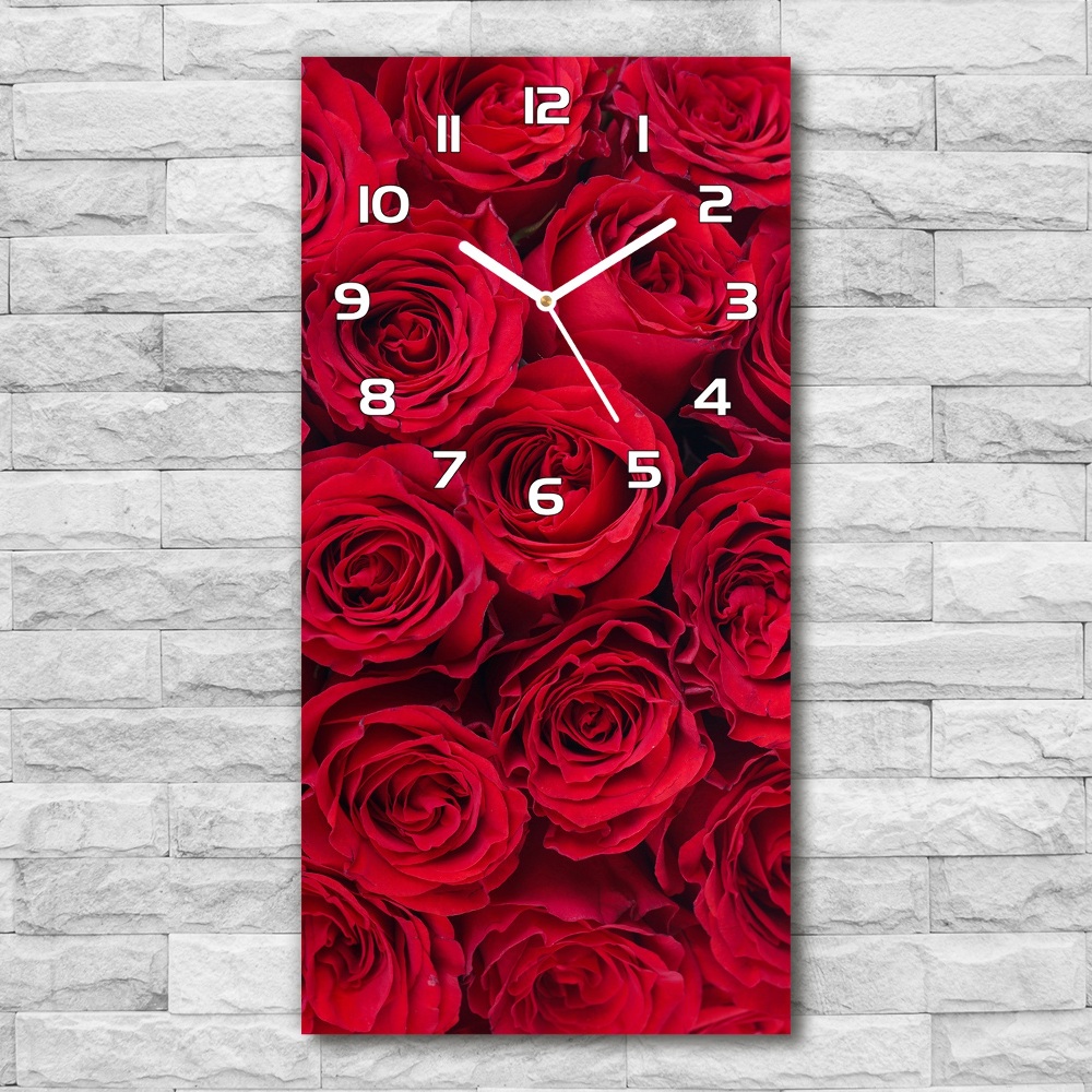 Horloge verticale en verre Rose rouge