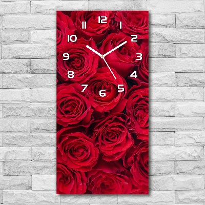 Horloge verticale en verre Rose rouge