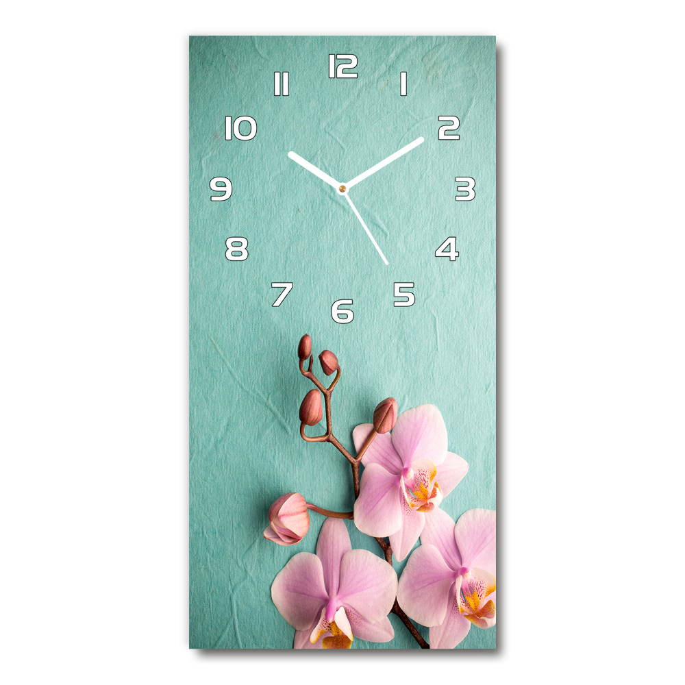 Horloge murale en verre rectangulaire Orchidée rose