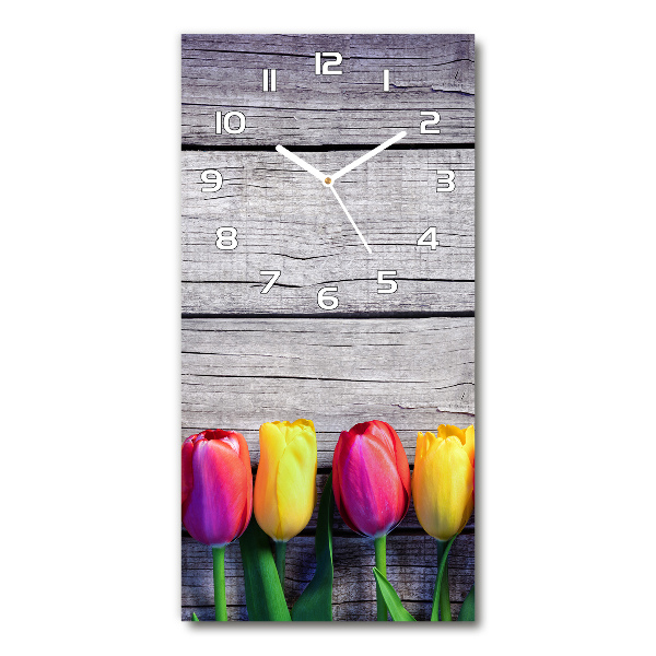 Horloge murale verticale Tulipes colorées