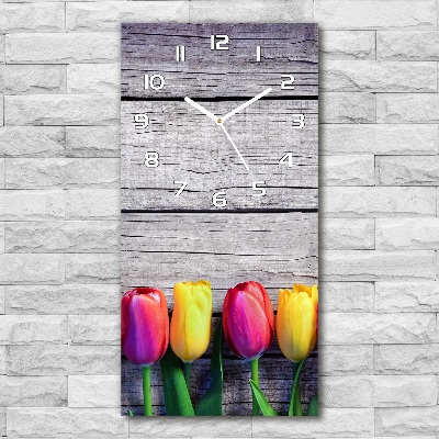 Horloge murale verticale Tulipes colorées