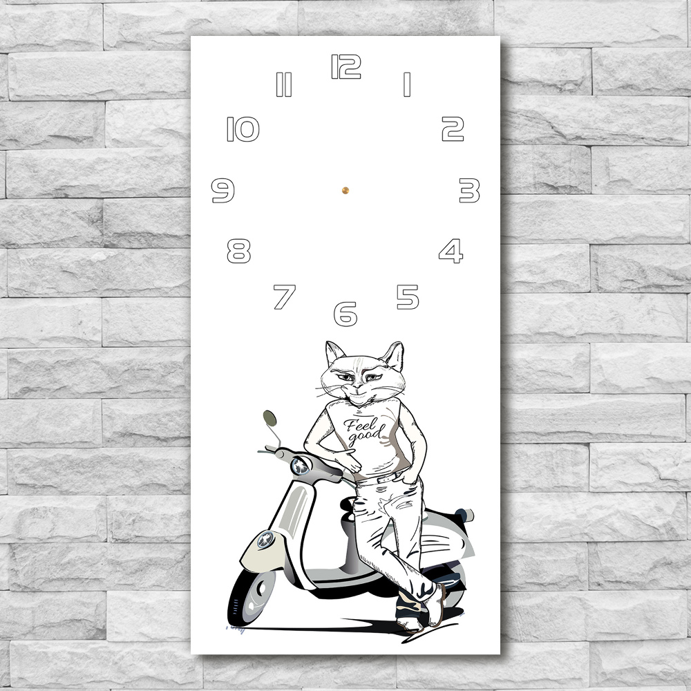 Horloge murale en verre rectangulaire Homme-chat