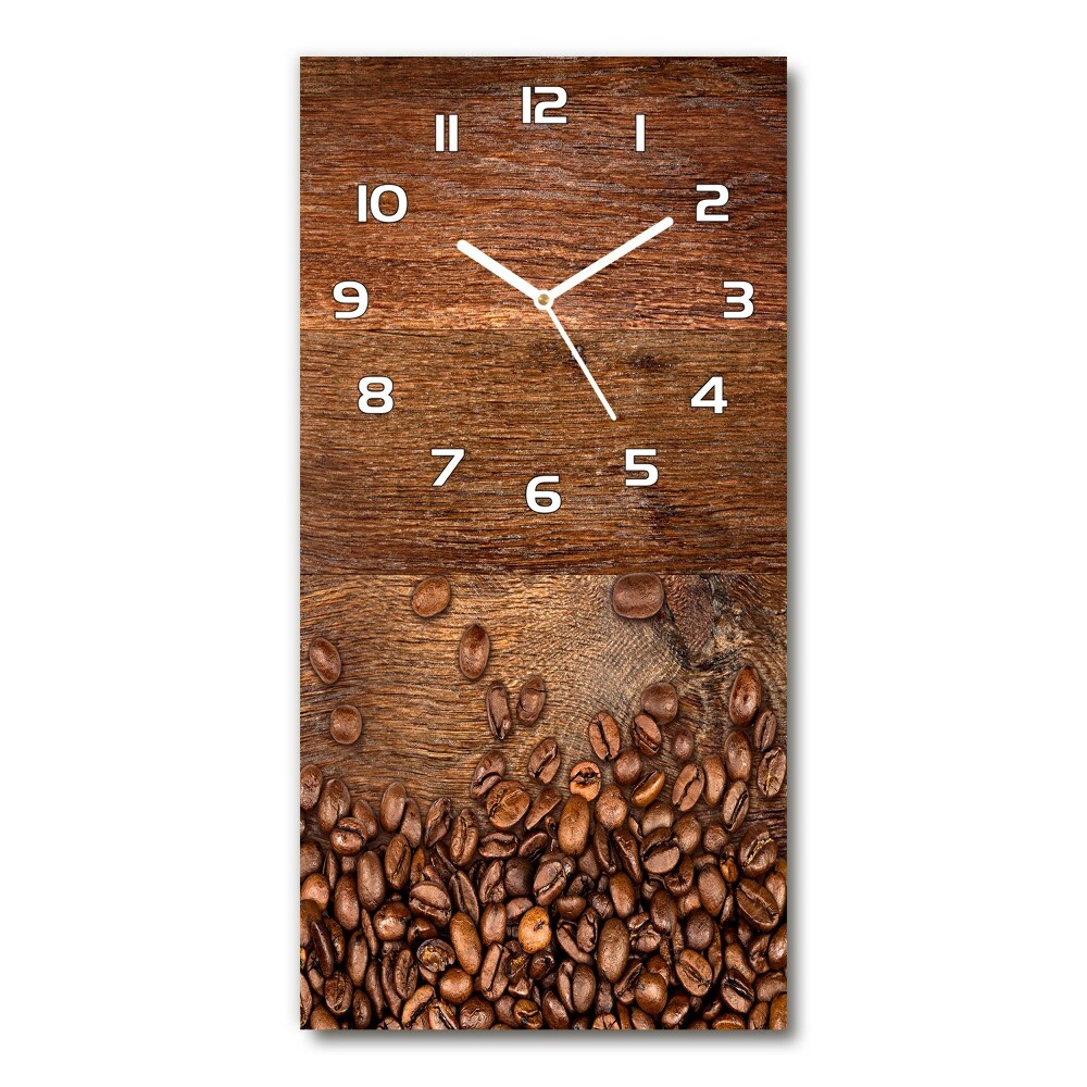 Horloge murale verticale Grains de café bois