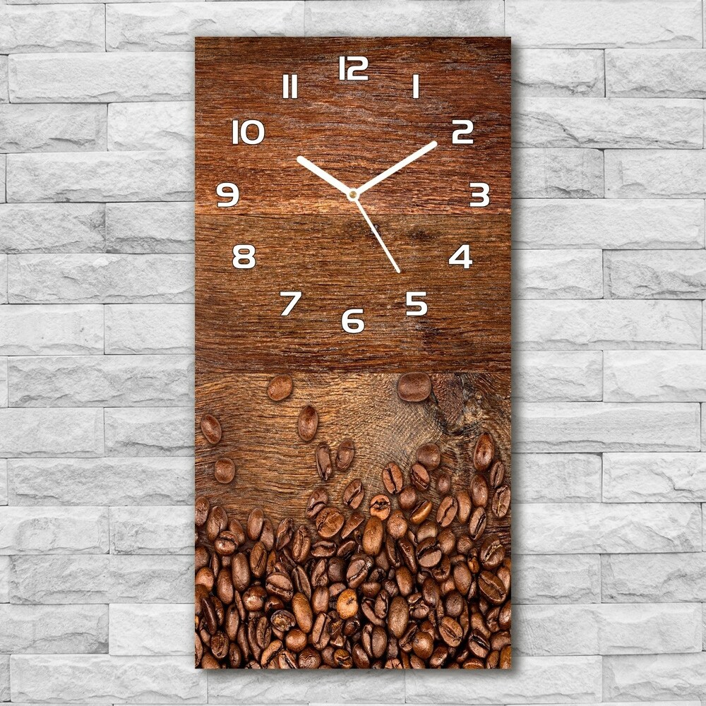 Horloge murale verticale Grains de café bois