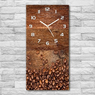 Horloge murale verticale Grains de café bois