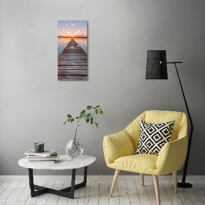 Horloge verticale en verre Jetée en bois