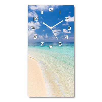 Horloge murale en verre rectangulaire Plage des Maldives