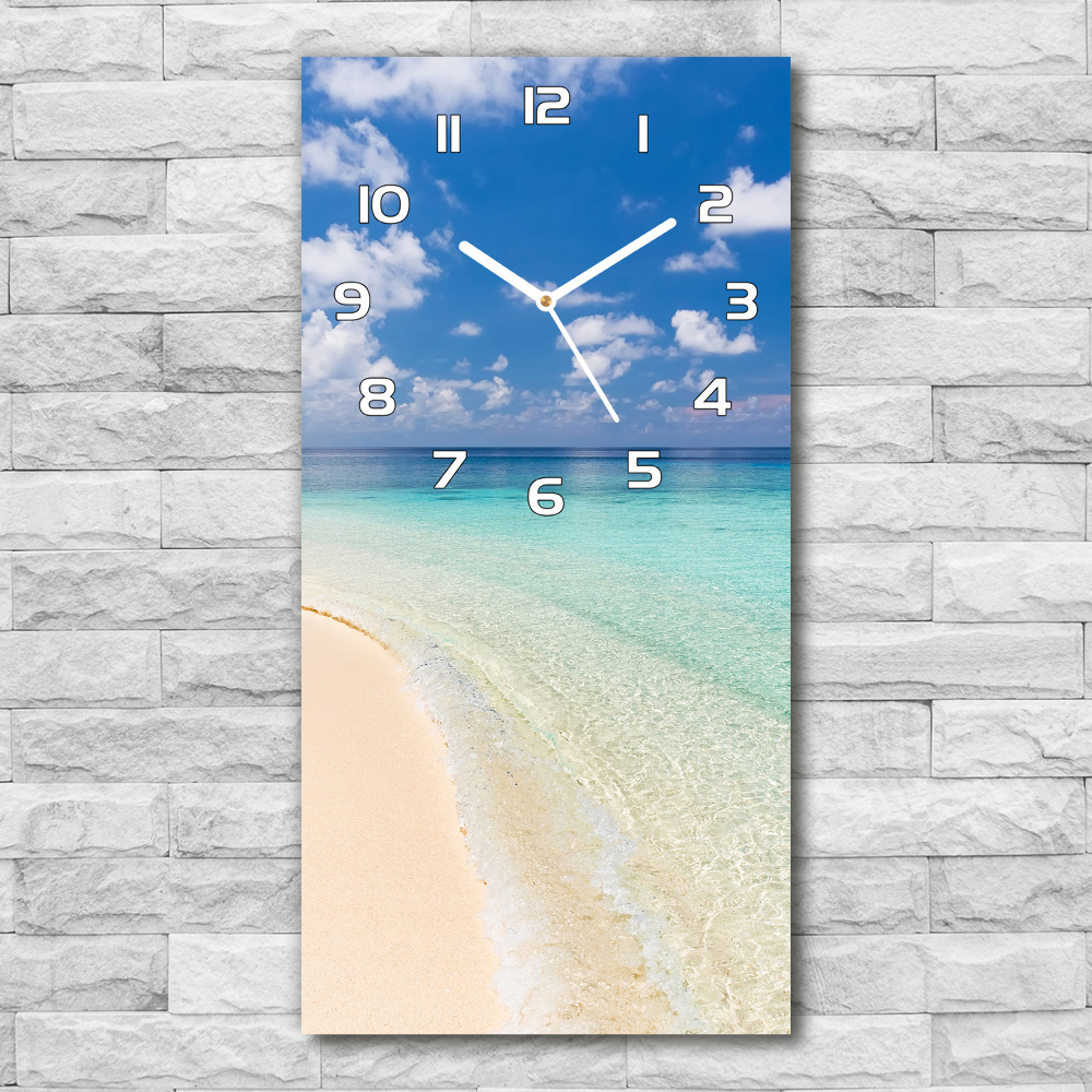 Horloge murale en verre rectangulaire Plage des Maldives